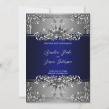 Luxuriös inbjudan till Blommigt-bröllop i Silver