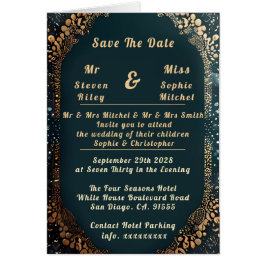 Luxuriös inbjudan till bröllop i Blommigten Black Hälsningskort