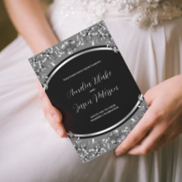 Luxuriös inbjudan till Silver-Carving Foliage Bröl