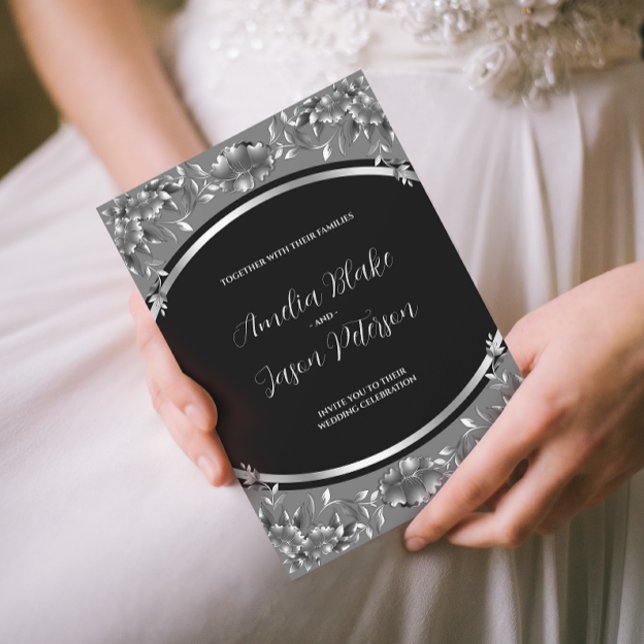 Luxuriös inbjudan till Silver-Carving Foliage Bröl (Skapare uppladdad)