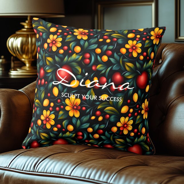 Luxuriös Khokhloma Blommigt Decorative Dekorativ k Kudde (Skapare uppladdad)