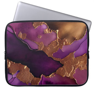 Luxuriös Lila och Guld Marble Print Laptop Fodral