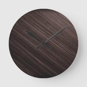Luxuriös Mahogany Wood-synbakgrund Rund Klocka