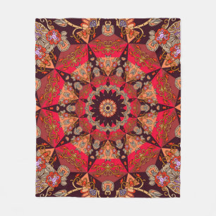 Luxuriös mandala, sömlös, stjärnande blommigt. fleecefilt
