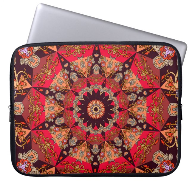 Luxuriös mandala, sömlös, stjärnande blommigt. laptop fodral (Framsidan)