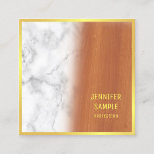 Luxuriös Marble Wood Black Guld Elegant Plain Fyrkantigt Visitkort