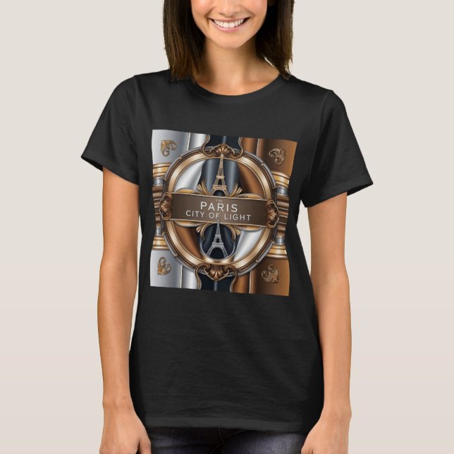 Luxuriös metalldesign - Paris Eiffel Torn Art T Shirt (Framsida)