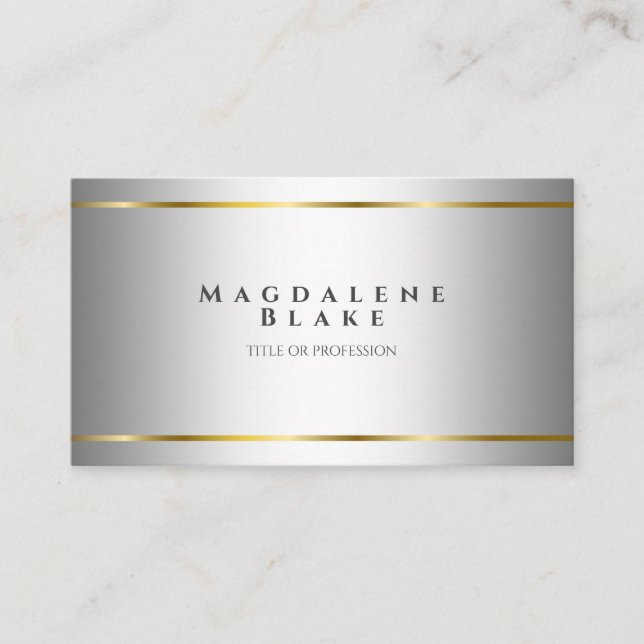 Luxuriös, minimalistisk vit Guld med Namn Visitkort (Framsida)