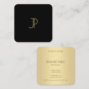 Luxuriös Modern Elegant Guld Monogram-mall Fyrkantigt Visitkort