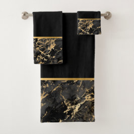 LUXURIÖS RETRO MARBLE BLACK GULD BATHROOM SET