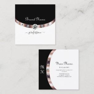Luxuriös Ro Guld Black and White med Monogram Fyrkantigt Visitkort