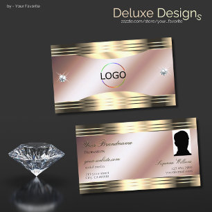 Luxuriös Ro Guld Shiny Diamonds Logotyp och foto Visitkort