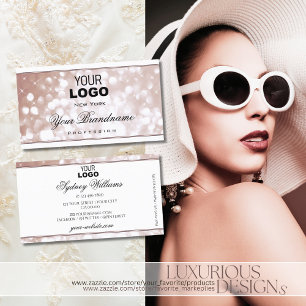 Luxuriös Ro Guld Spark Stars Logotyp White Visitkort