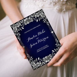 Luxuriös Silver som transporterar Foliage Bröllop Inbjudningar