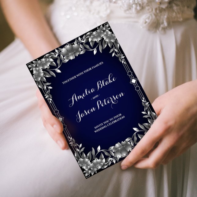 Luxuriös Silver som transporterar Foliage Bröllop Inbjudningar (Skapare uppladdad)