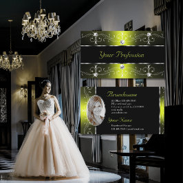 Luxuriös svart Gult Ornate Gräns med foto Visitkort