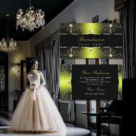 Luxuriös svart Gult Ornate Gräns Ornaments Visitkort