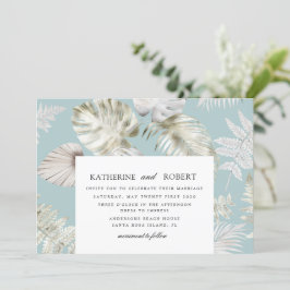 Luxuriös tropisk Silver-blomma Bröllop Inbjudningar