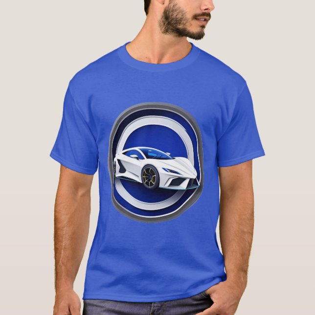 Luxuriös vit sportbil Emblem T Shirt (Framsida)