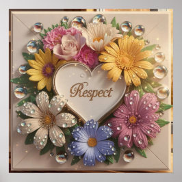 Luxuriöst 3D-hälsningskort med Blommigtens utformn Poster