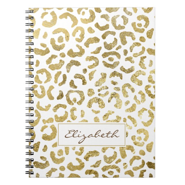 Luxuriöst Glam Guld Leopard Skriv ut Anteckningsbok (Framsidan)