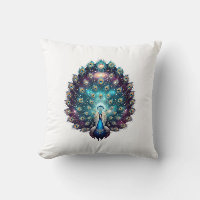 Luxuriöst kelestialt Peacock Pillow Cover Kudde (Framsida)