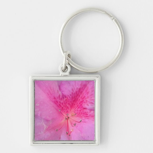 Luxuriöst Premium Square Fyrkantig Silverfärgad Nyckelring (Framsidan)