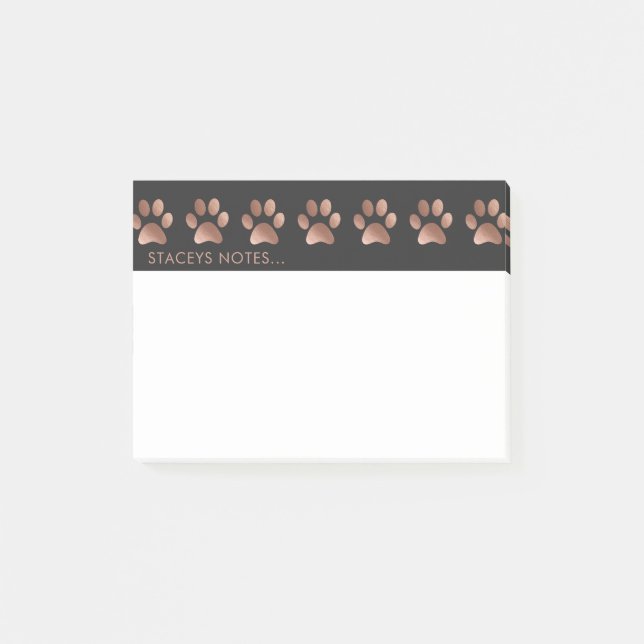Luxuriöst Ro Guld Paw Skriv ut djuröverdrag Post-it Block (Framsida)