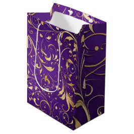 Luxuriöst Royal Lila och Guld Damask mönstrad
