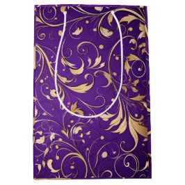 Luxuriöst Royal Lila och Guld Damask mönstrad