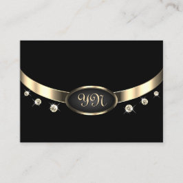 Luxuriöst svart och Guld med monogramdiamanter Visitkort