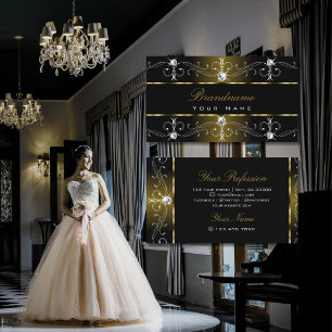 Luxuriöst svart och Guld Ornate Gräns Ornaments Visitkort