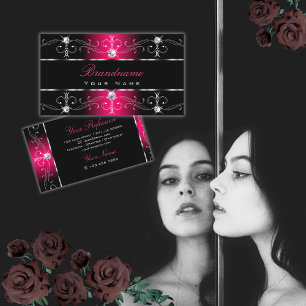 Luxuriöst svart och Rosa Ornate Gräns Ornaments Visitkort