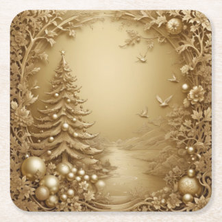 Luxurious All-Gold Christmas Napkins Underlägg Papper Kvadrat