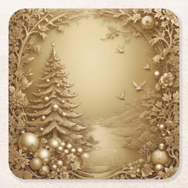 Luxurious All-Gold Christmas Napkins Underlägg Papper Kvadrat (Framsidan)