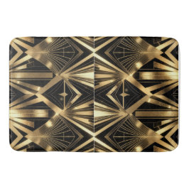 Luxurious Art Deco Geometric Gold and Black Badrumsmatta