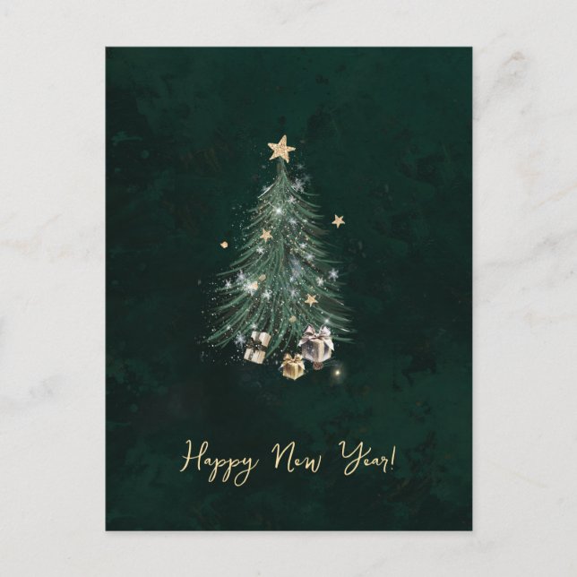 Luxurious, artistic design with a  festive tree inbjudan vykort (Framsida)