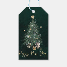 Luxurious, artistic design with a festive tree presentetikett