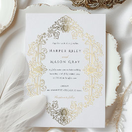 Luxurious Baroque Gold Foil Wedding bjudande in
