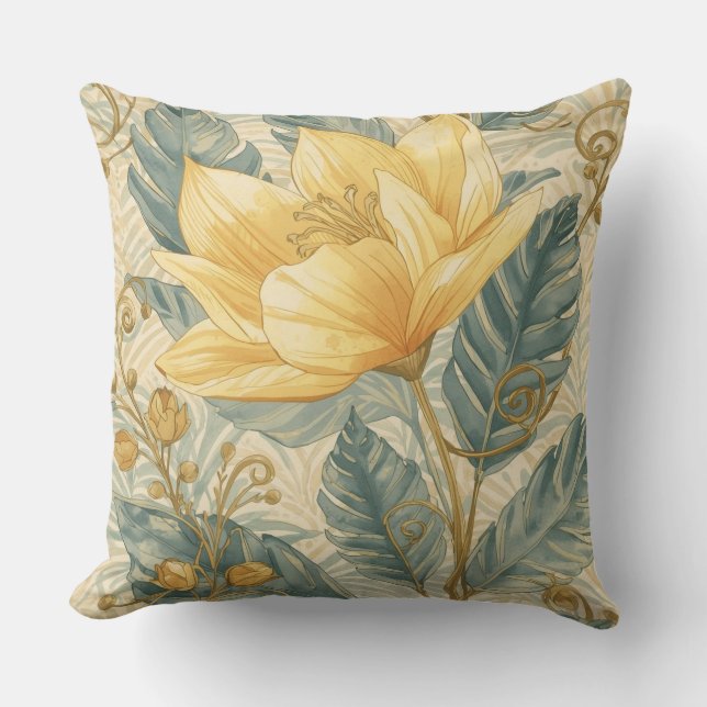 Luxurious, Beautiful Yellow Lemon Flower Pattern Kudde (Framsida)