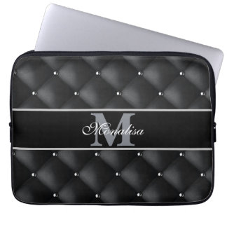 luxurious black design monogramed personalized   laptop fodral
