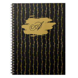 Luxurious Black & Gold Leaf Personalized Notebook Anteckningsbok