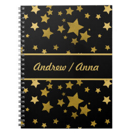 Luxurious Black & Gold Star Personalized Anteckningsbok