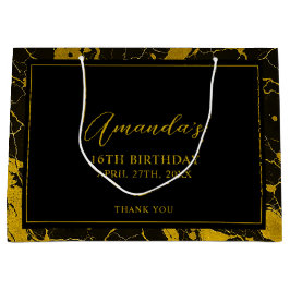 Luxurious Black & Guld Marble Sweet 16 Birthday