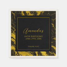 Luxurious Black & Guld Marble Sweet 16 Birthday