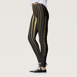 Luxurious Black & Guld Rand Leggings - Elegance