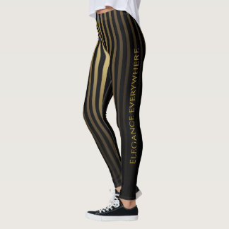 Luxurious Black & Guld Rand Leggings - Elegance
