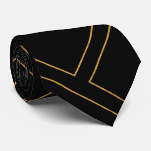 Luxurious Black och Guld Herringbone Neck Tie Slips