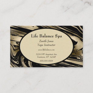 Luxurious Black och Guld Marble Spa Yoga Beauty Visitkort