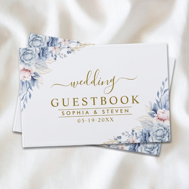 Luxurious Blue, White & Gold Wedding  Gästböcker (Skapare uppladdad)